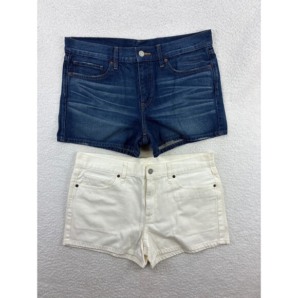 Uniqlo Denim Jean Shorts Womens 28 Lot 2 Blue White Casual Summer Stretch Cutoff - Picture 2 of 11